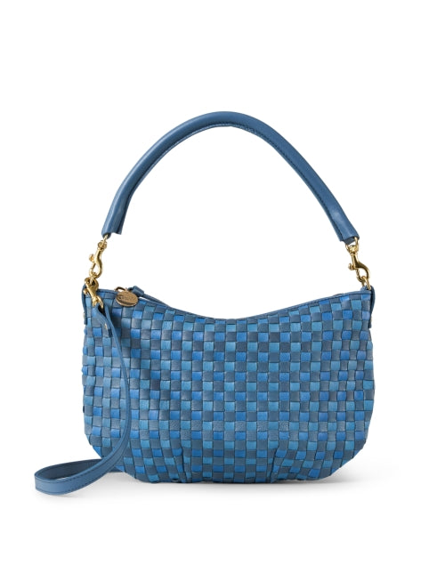 Stylish Petit Moyen Blue Hand - woven Italian Leather Shoulder Bag