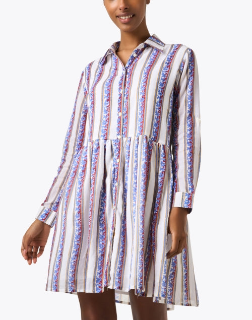 Oliphant's Havli Colorful Multi - Striped Cotton Mini Shirt Dress