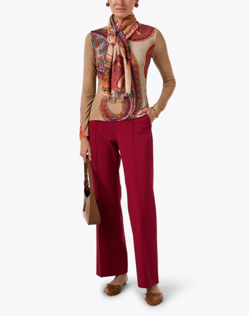 Stylish Brown Paisley Patterned Luxury Blend Sweater