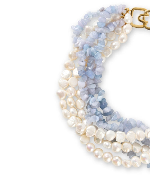 Exquisite Multi - Strand Pearl and Aquamarine Beaded Necklace by Kenneth Jay Lane