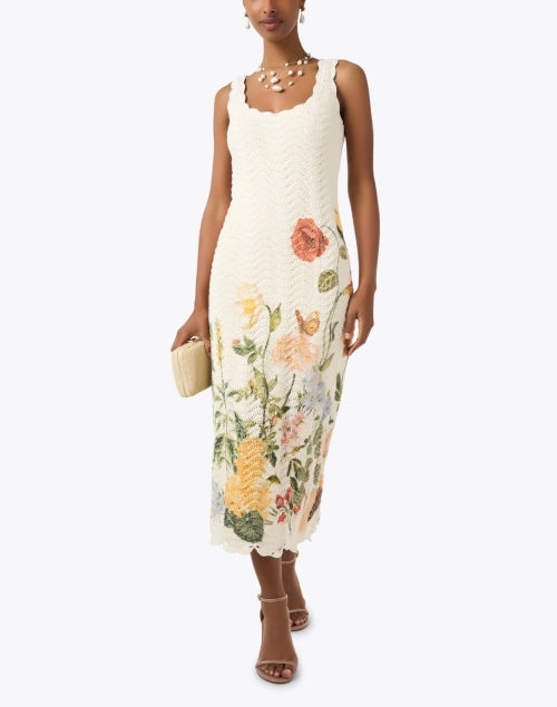 Exquisite Orel White Cotton Crochet Dress with Floral Hem Design