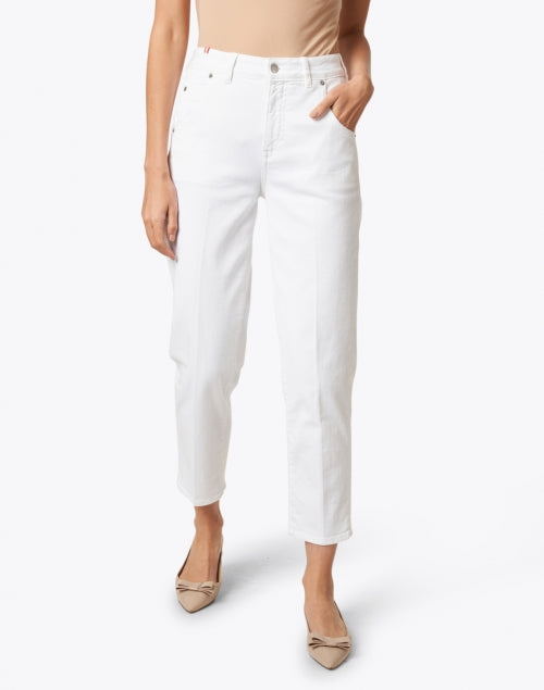 Ines de la Fressange Luna Classic White Stretch Cotton Denim Straight-Leg Jeans for Any Season