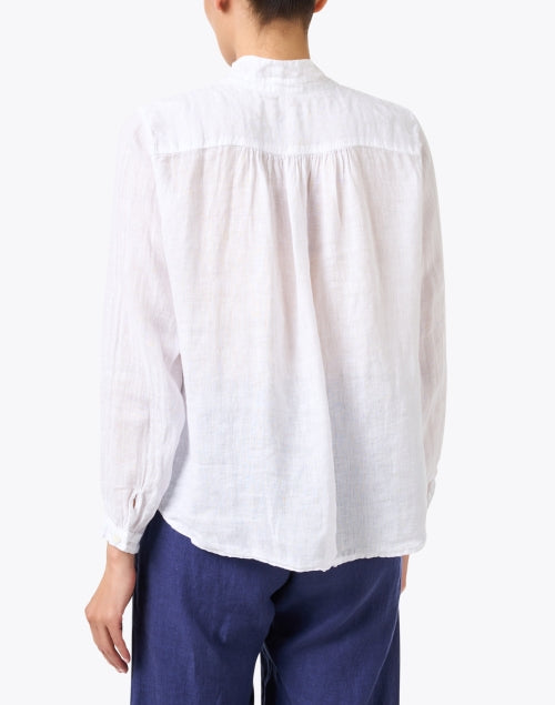Claudine Women's Casual White Linen Cotton Gauze Top