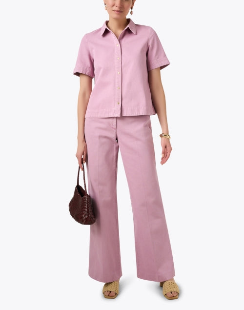 Gorgeous Pink Denim Camilia Button - Front Top for Transitional Season