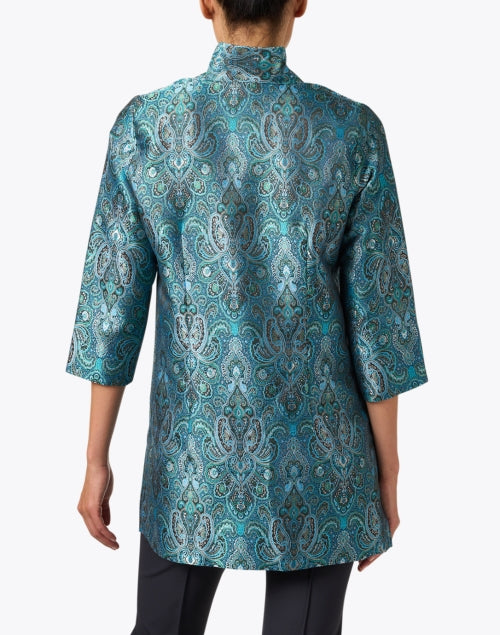 Stylish Blue Paisley Woven Silk Rita Nottingham Jacket for Women