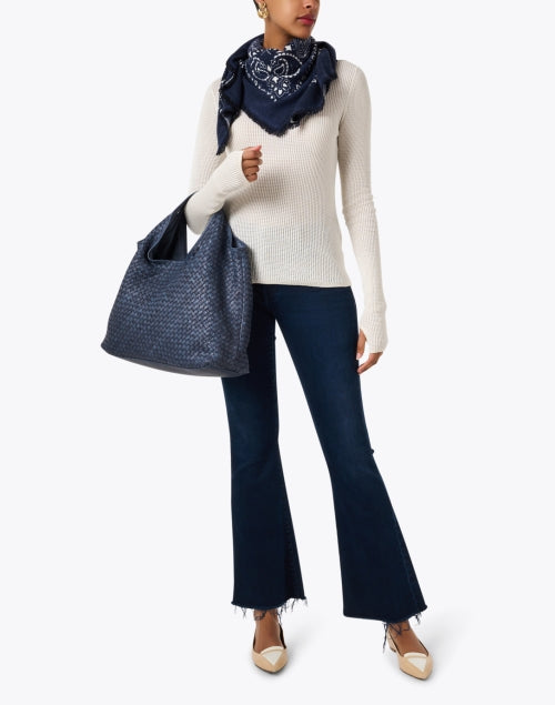 Navy Bandana Pattern Cashmere Scarf Inspired by Hachiko
