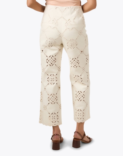 Veronica Beard Dova Wide Leg Ivory Floral Cutout Women's Trousers