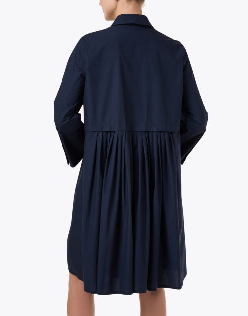 Navy Blue 100% Cotton Women's Shirt Style Dress