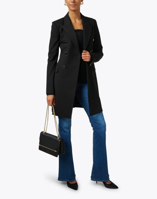 Stylish Black Double - Breasted Longline Jacket for Fall