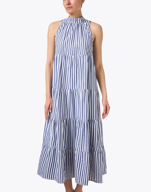 Navy and White Striped Relaxed-Fit Cotton Halter Rosalina Dress