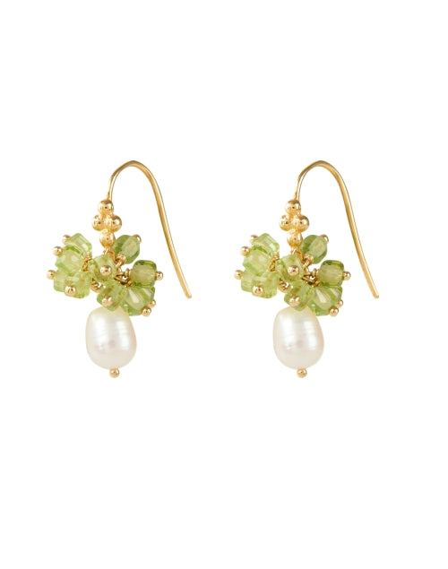 Stunning Peridot Cluster and Pearl Drop Artisan Earrings for Women
