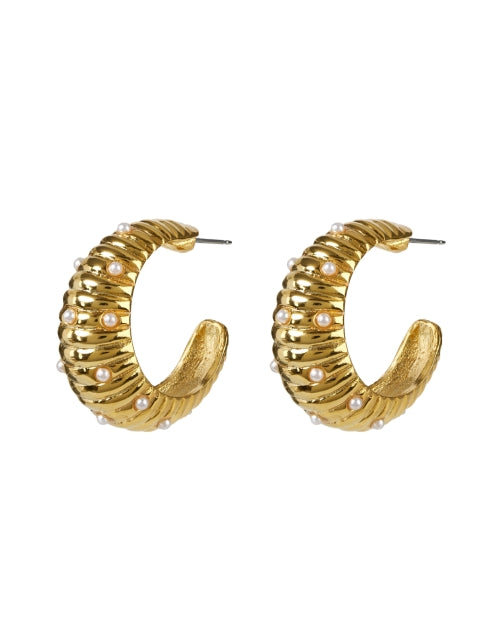 Stylish Gold and Pearl Hoop Earrings for Pierced Ears