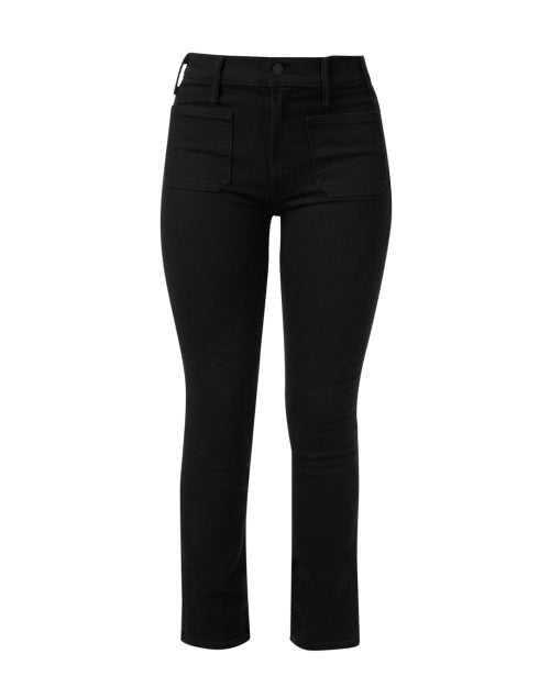 Mother's Stylish Black Stretch Denim Patch Pocket Bootcut Jeans