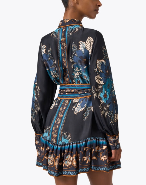 Stylish Black Shirt Dress with Multi - Print Design
