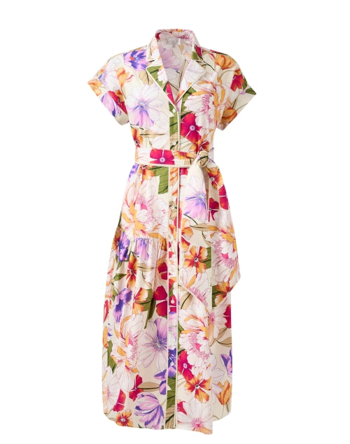 Estella Ladies' White Floral Pattern Printed Shirt-style Dress for the New Season