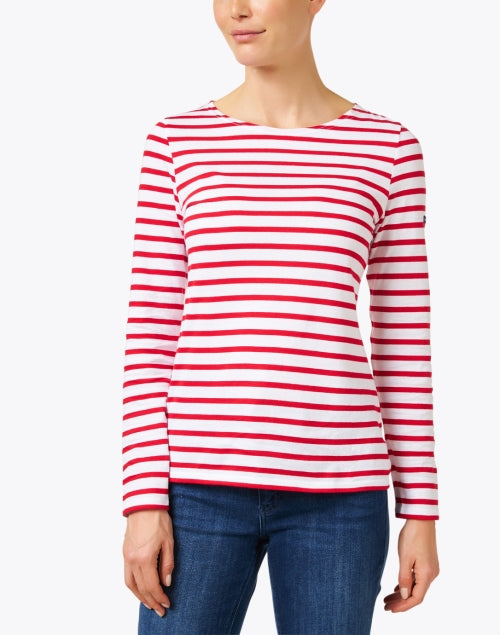 Soft Cotton Minquidame Top with White and Red Stripes