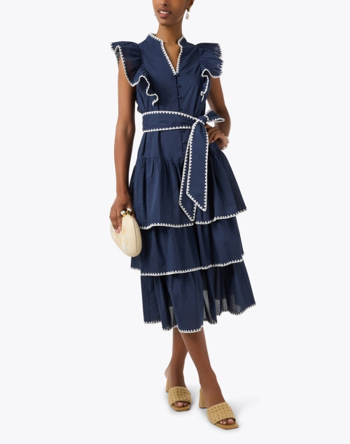 Stylish Navy 100% Cotton Greer Dress for Modern Women