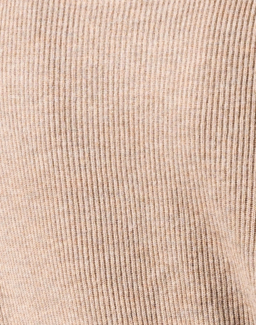 Stylish Taupe Wool - Cashmere Sweater with Sleeve Stripe Details