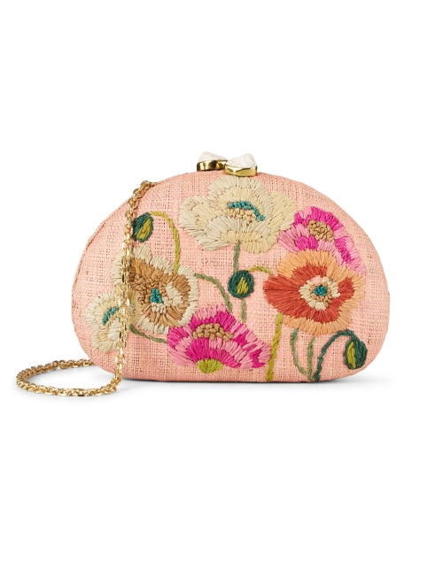 Stunning Pink Floral Embroidered Banana Leaf Handwoven Clutch