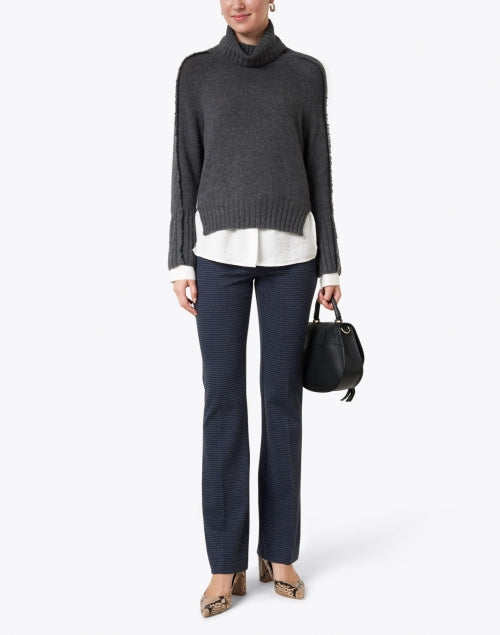 Stylish Jolie Grey Wool and Cashmere Layered Turtleneck Sweater