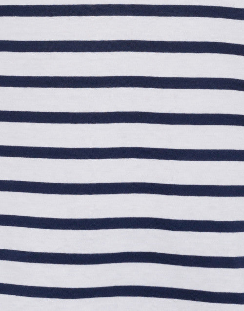 Minquidame Luxury Cotton Top with Classic White and Navy Stripes for Casual Wear