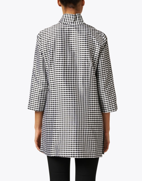 Connie Roberson Rita Branded Black and White Checkered Silk Women's Fashion Top