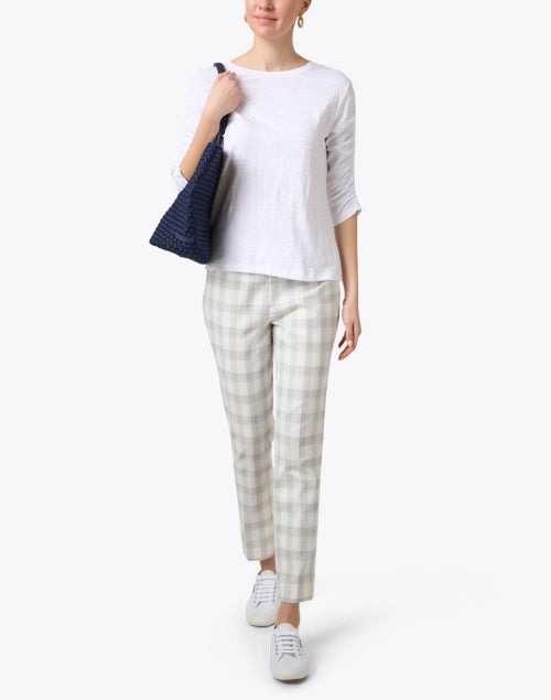 Annie Women's Pull On Straight Leg Grey Plaid Pants