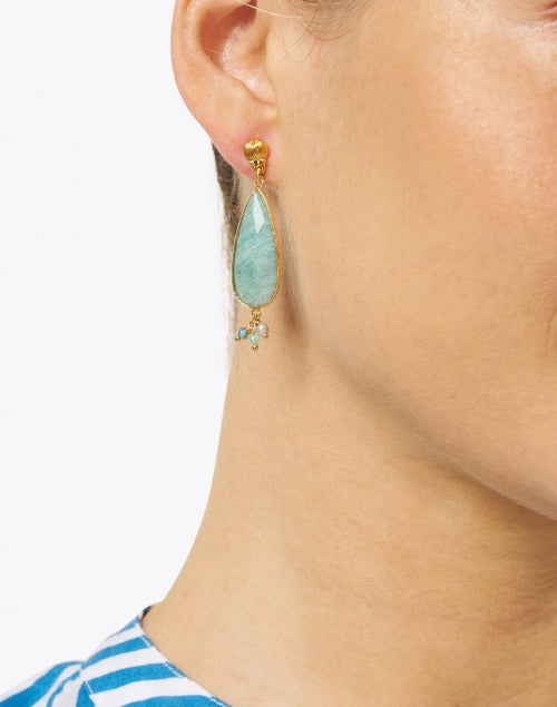 Gas Bijoux Sertied Amazonite Teardrop-shaped Women's Earrings for Stylish Ensemble