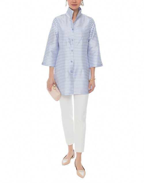 Rita's Lavender and White Checked Silk Sophisticated Top