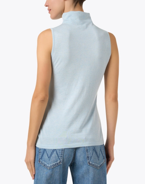 Surf Blue Women's Sleeveless Silk Cashmere Knit Top for Transitional Wardrobe