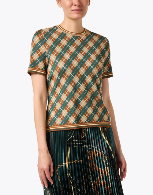 Stylish Multi - Patterned Plaid Short - Sleeve Sweater for Modern Women