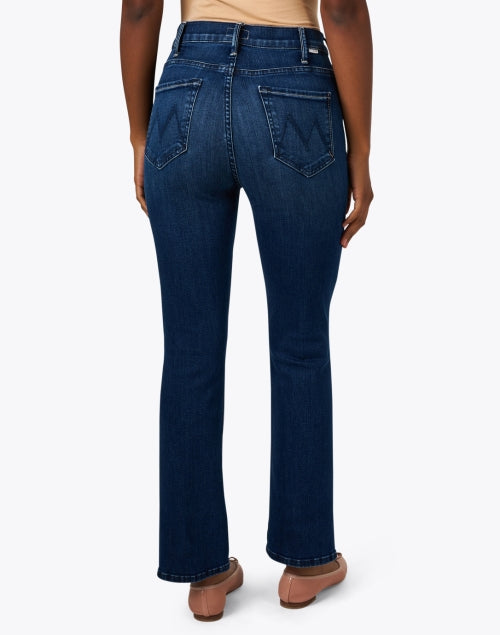 Mother's Stylish Dark Wash High-Waisted Stretch Straight Leg Ankle Jeans