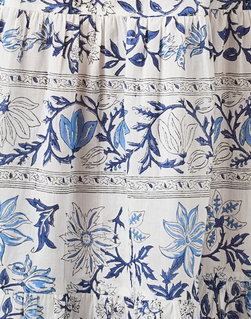 Stylish Anyeta Cotton Dress with White and Blue Print