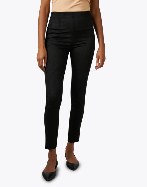 Pull-On Black Suede Slim-Leg Pants for Effortless Everyday Style