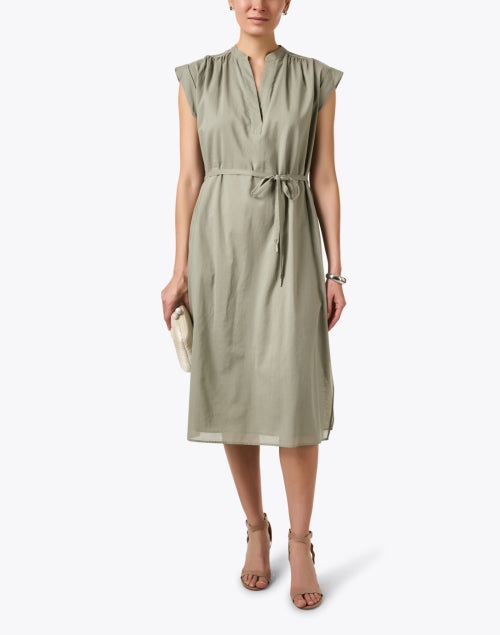 Elegant Green Cotton Women's Dress for Workweek
