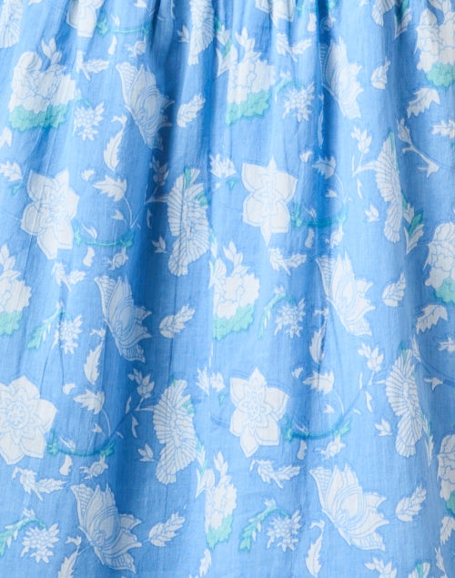 Stylish Light Blue Printed 100% Cotton Mini Dress Romy
