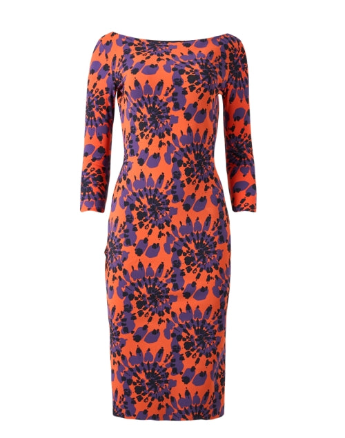 Stylish Tuby Orange Multi - Printed Women's Midi Dress