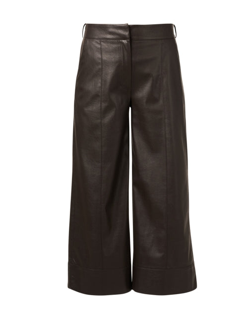 Odele Cropped Wide-Leg Brown Faux Leather Women's Pants