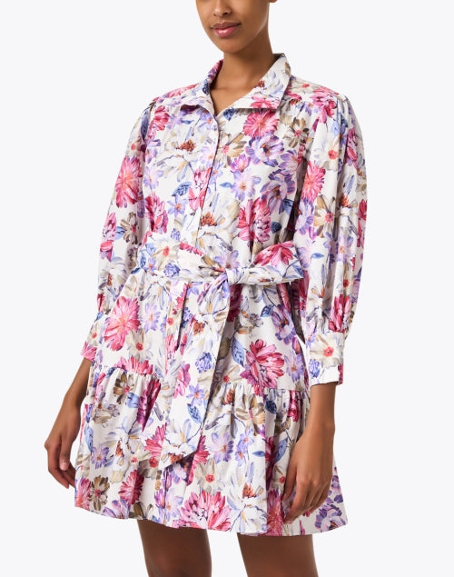 Stylish Emi Cotton Poplin Shirt Dress with Multi - Floral Print