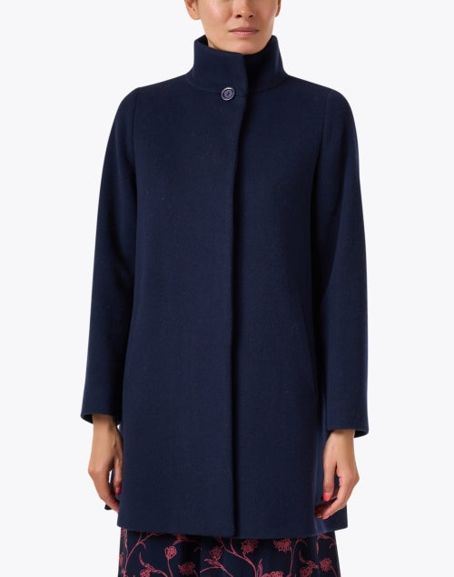 Stylish Navy-colored Wool Overcoat for New Season
