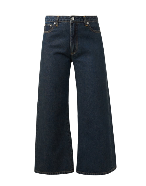 Navy Blue Wide-Leg Cropped Ankle Jean by Frances Valentine - Judy Style