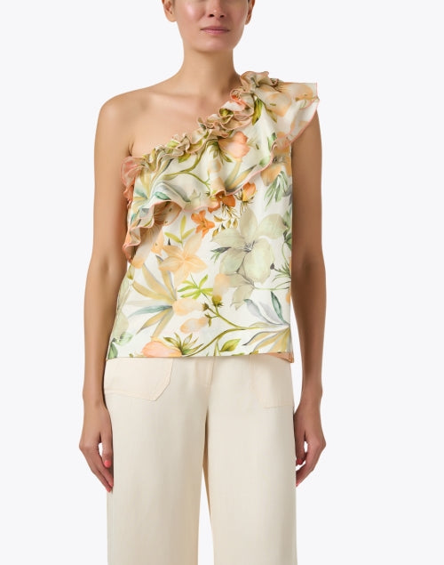 Finley's Kate Branded Multi Floral Print One Shoulder Women's Fashion Top