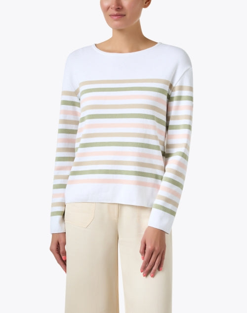 Stylish Ecrins Multicolored Stripe Cotton Cozy Sweater