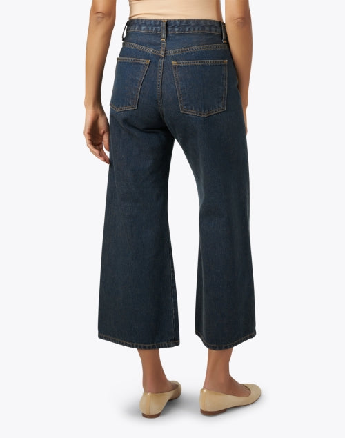 Navy Blue Wide-Leg Cropped Ankle Jean by Frances Valentine - Judy Style