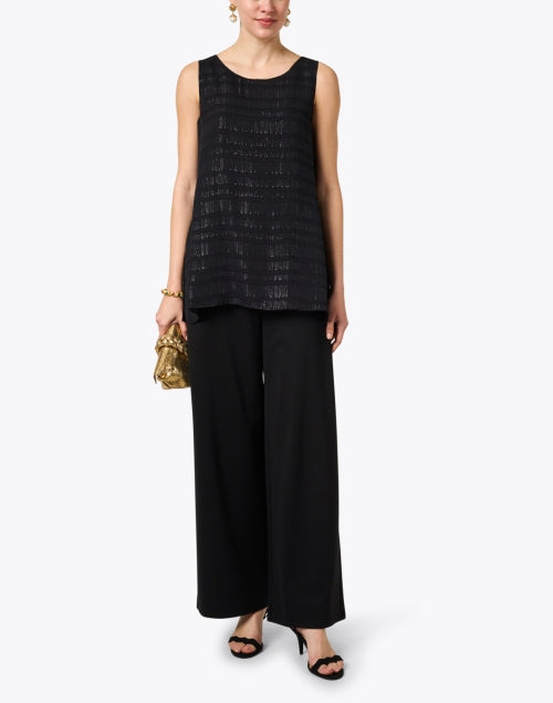 Stylish Black Ponte Fabric Wide-Leg Women's Trousers