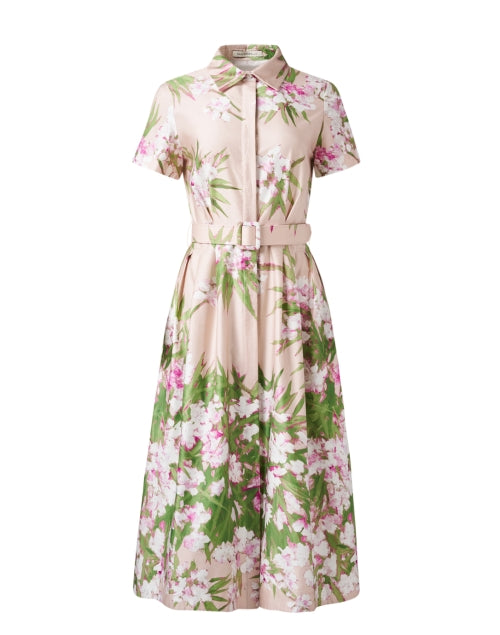 Liguria Women's Pink Floral Print Short Sleeve Shirt Style Dress