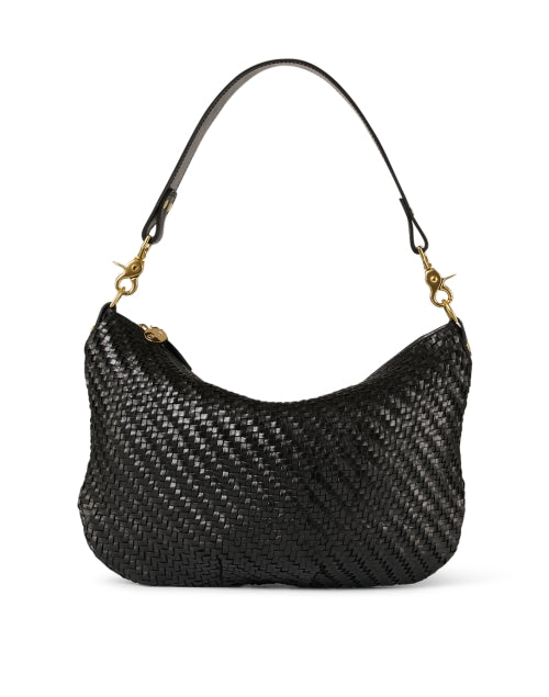 Mid - Sized Black Hand - woven Leather Messenger Bag for Everyday Use