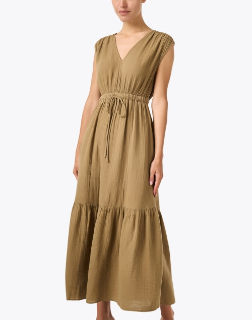 Comfortable Cotton Voile Rosalie Brown Relaxed Dress