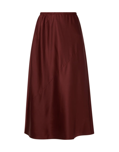 Elegant Redwood Brown Pure Silk A-Line Midi Skirt by Eileen Fisher