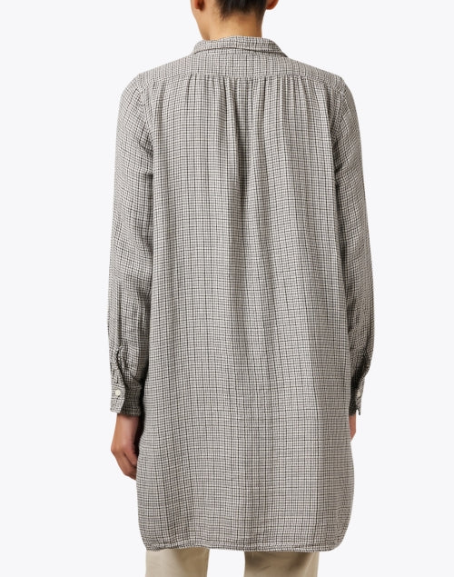 Annette Women's Beige Check Patterned Cotton Casual Tunic Top for Weekend Wear